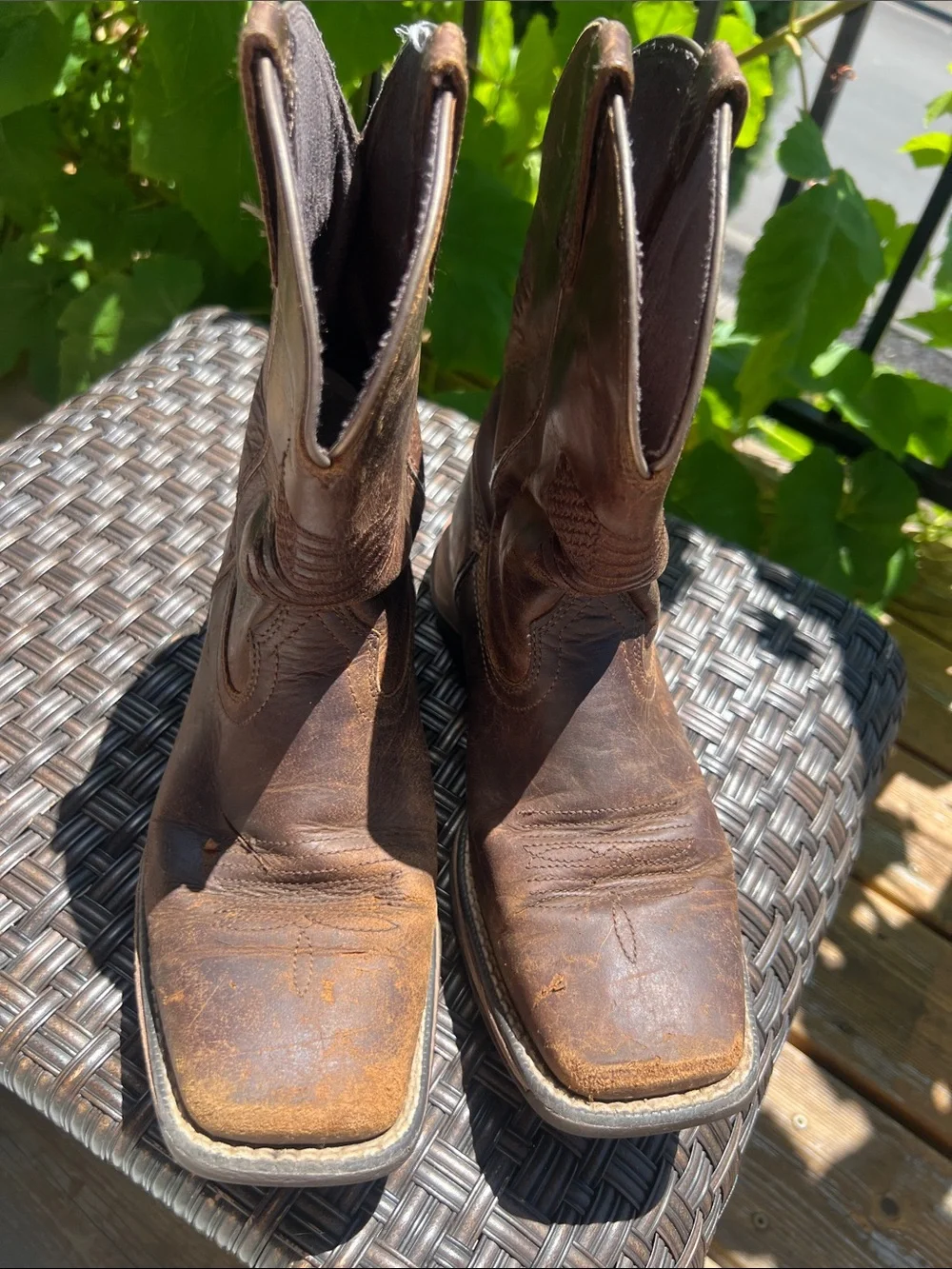 Ariat Brown Leather Cowboy Ankle Boots